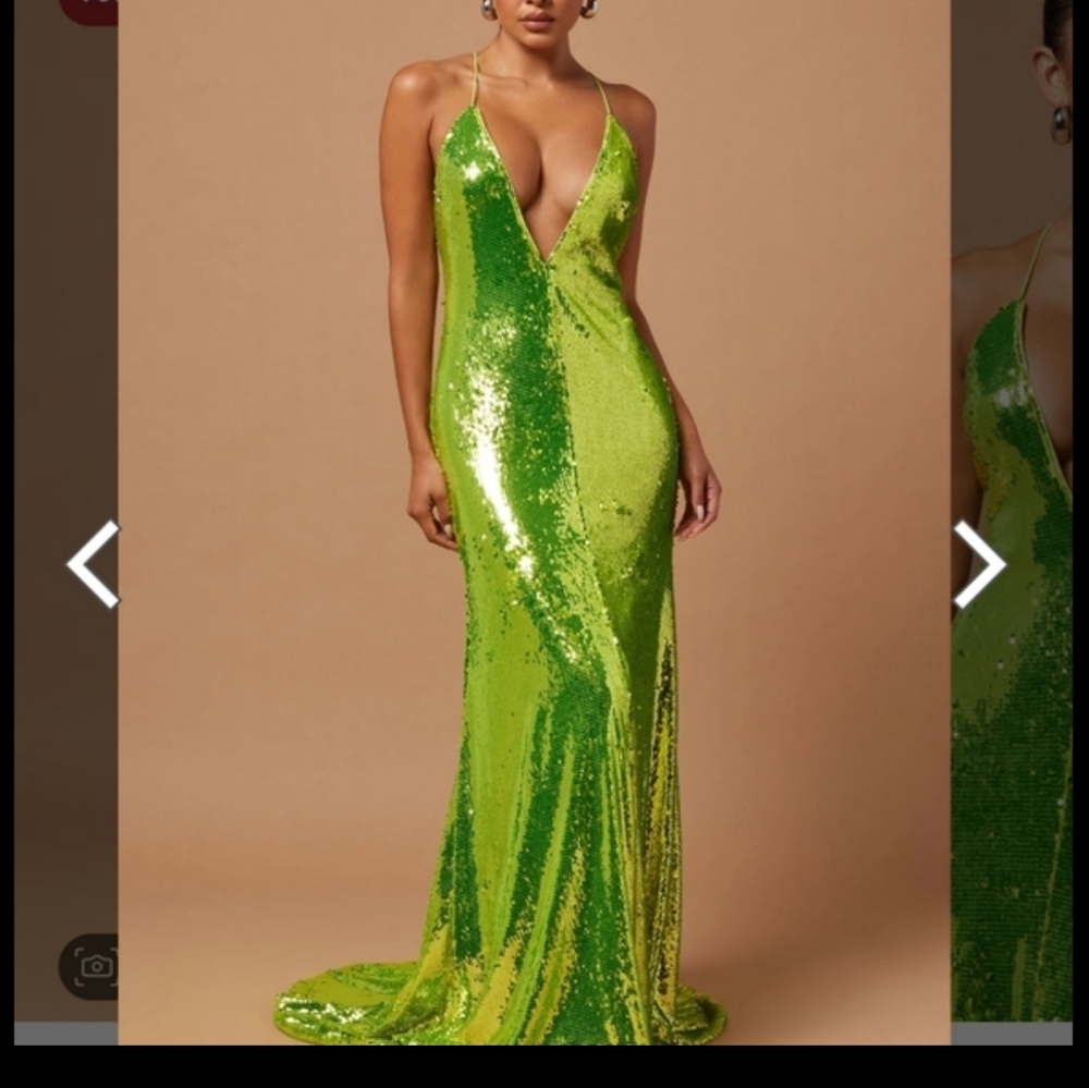 Asymmetrical Green Sequin Dress